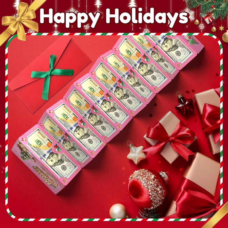 Yzryth Christmas Money Holders For Cash, Christmas Cash Gift Envelopes 10 Slots, Merry Gifts Card Ideas For Teen Women Men (PINK) - Image 2